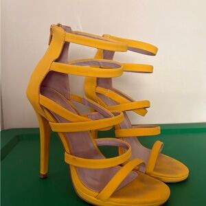 Shoe Republic LA Vibrant Yellow Strappy Heels